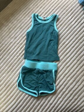 kate quinn Teal and Aqua retroTank & Shorts Set